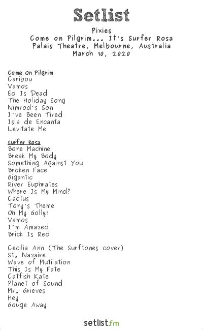 Phil Rosenthal Setlist at Palais Theatre, Melbourne.